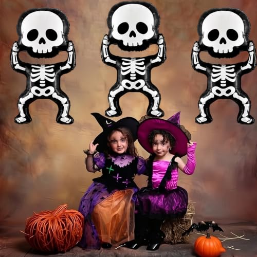 Halloween Skeleton Foil Balloons Set - Indoor Outdoor Party Decorations