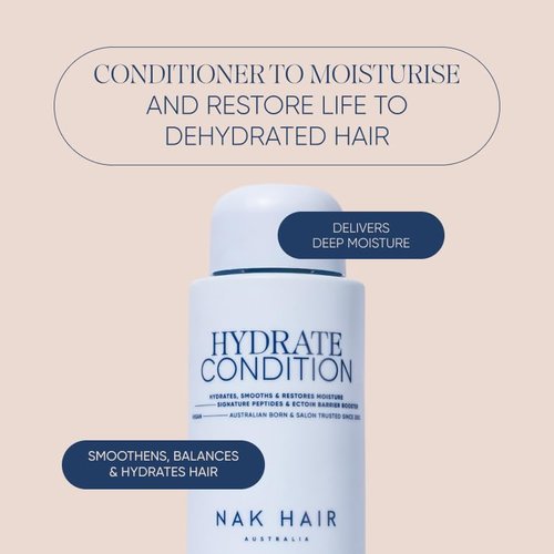 NAK Signature Hydrate Conditioner - Moisturizing Formula for Smooth, Restored Hair | 350ml with Coconut Oil & Peptide Complex