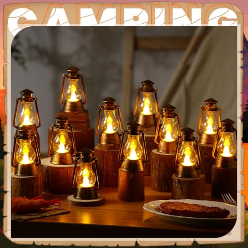 Bronze Mini Lantern Set - 12 Pack 4-Inch Tabletop Camping Decor