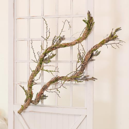 2 Pack 39-Inch Bendable Faux Wood Branches Moss Tree Trunk Wall Decor