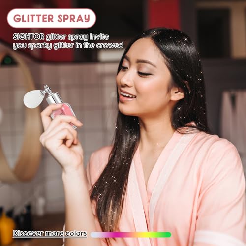 Pink Body Glitter Spray 30ML with Shiny Finish for Hair Face & Clothing - Sightor