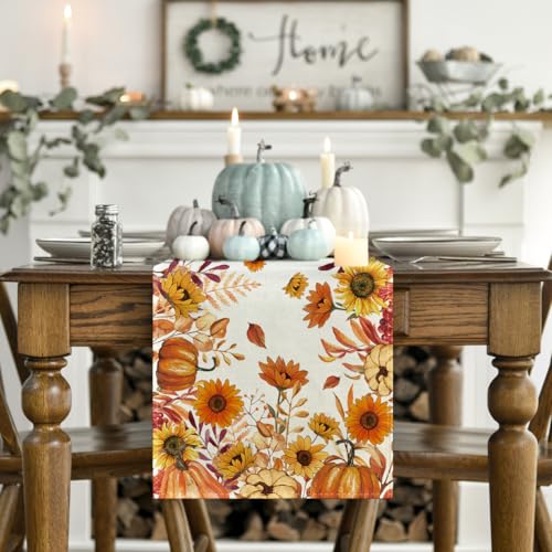 Artoid Mode 13x36 Inch Fall Table Runner - Orange Polyester Home Decor