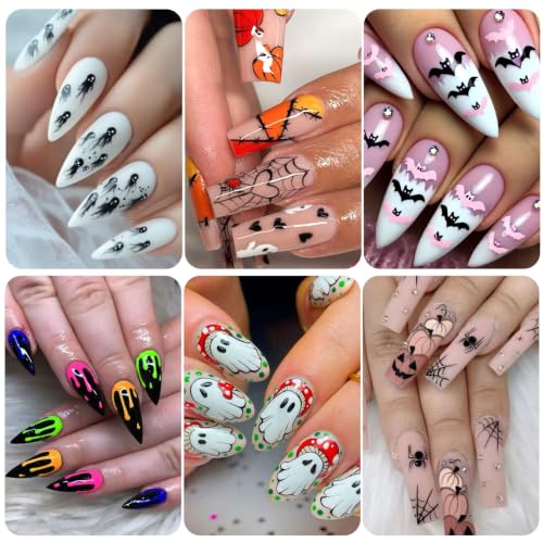 Halloween Nail Stickers Set - Halloween Designs, 12 Sheets, 3D Self-Adhesive Nails Decorations