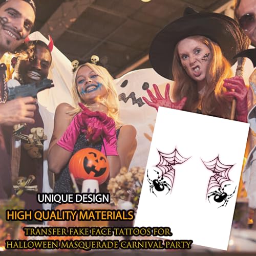 Halloween Temporary Tattoo Stickers - Spider Web Vampire Face Design - Pattern-8
