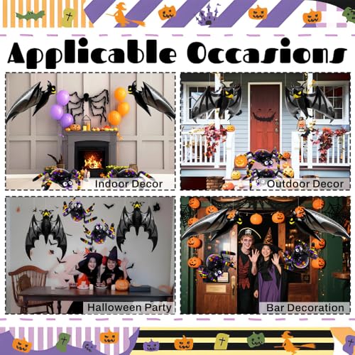 Halloween Balloons Set with Giant Spider and Bat – Black Variation
