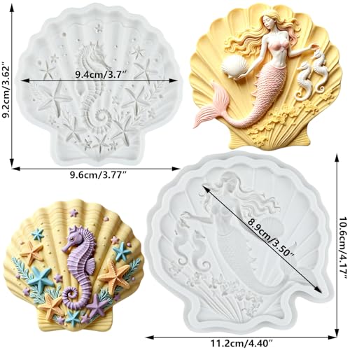 Mermaid in Shell Silicone Mold Ocean Theme Cake Decorating Mold - Style N