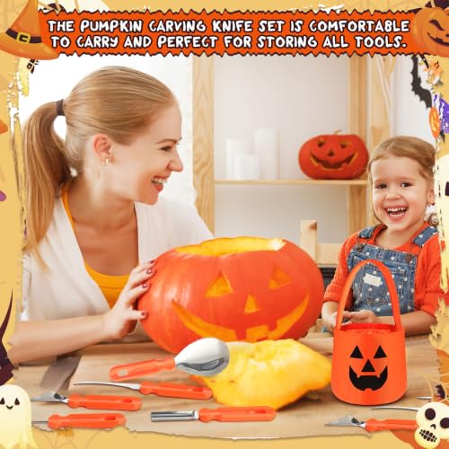 Halloween Pumpkin Carving Kit 80 Vivid Style Set with Templates & Tote Bag - 76 Pieces