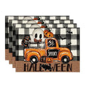Halloween Bat Ghost Placemats Set of 4 12x18 Inch Spooky Table Decor for Kitchen & Dining