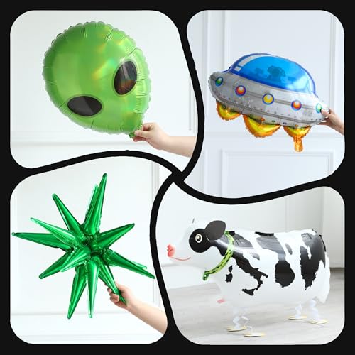 Alien Balloon Arch Kit for Space Party Decorations, Green Black Silver Variation