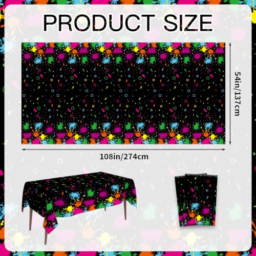 2 Pack Neon Glow Party Tablecloths - 54x108 Inch Disposable Plastic Coverings