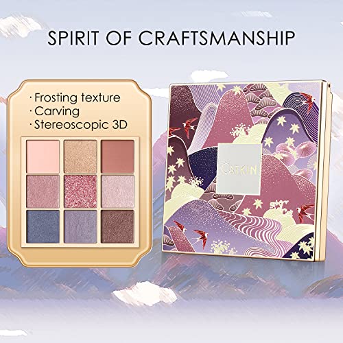 Catkin Eyeshadow Palette C08 Morandi - 9 Blendable, Long-Lasting Matte & Glitter Shades