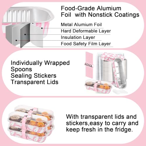 Pink Ghost Halloween Mini Loaf Pans with Lids & Forks, 6.6 Inch Disposable Baking Containers, 100 Pack