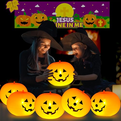 Religious Pumpkin Halloween Car Decorations Kit - Trunk or Treat SUV Backdrop & Banner Set with Balloons