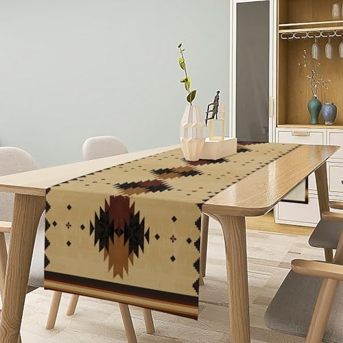 13x90 Inch Southwestern Ethnic Table Runner - Boho Native American Aztec Style