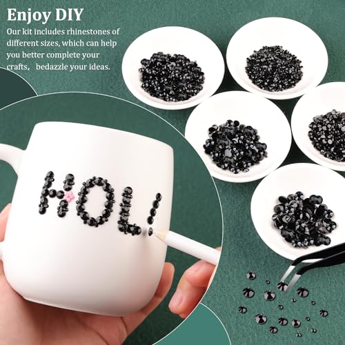 Black Resin Rhinestones for Crafting with Glue - Small Pack with 3 B7000 Adhesive