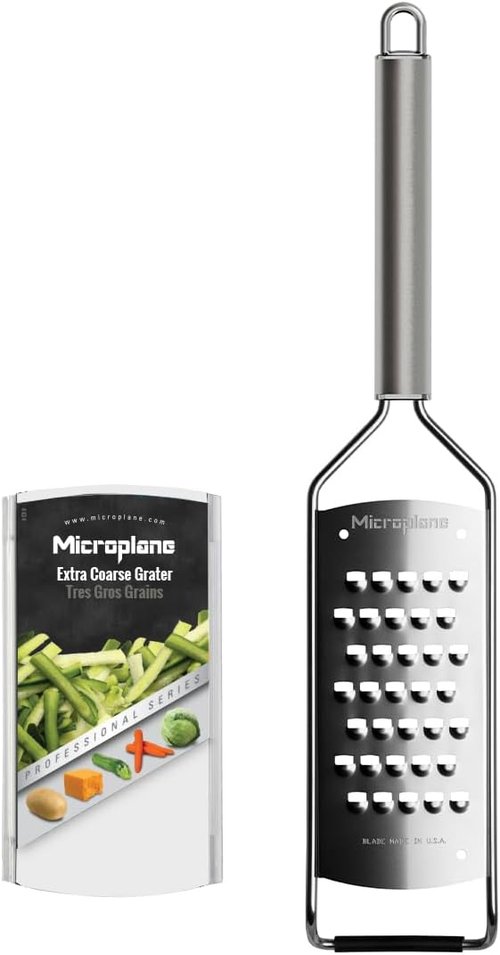 Microplane Professional Series Kitchen Grater - Extra Coarse Stainless Steel Blades for Potatoes, Zucchini, and Cheese - Made in USA
