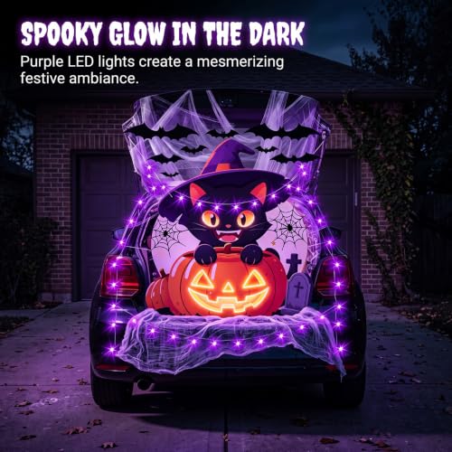 Halloween Trunk or Treat Car Decorations Kit with LED Lights & Backdrop