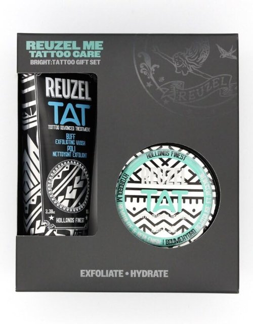Reuzel Bright Tattoo Care Gift Set - Buff Exfoliator & Hydrabalm for Vibrant Colors | Vegan Formula