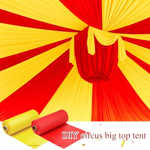 Carnival Circus Table Cover Backdrop - 2 Rolls Yellow & Red, Waterproof Disposable