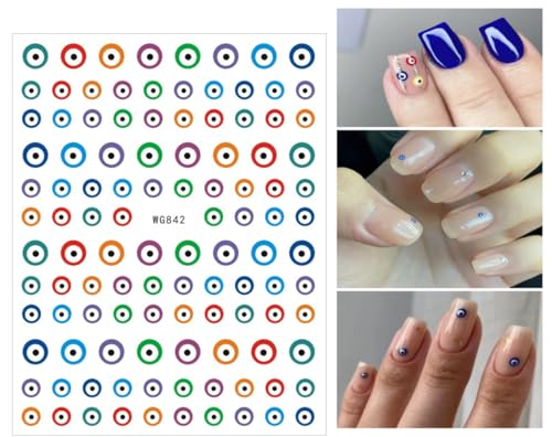 Evil Eye Nail Stickers - 8 Sheets Self-Adhesive 3D Witchy Nail Decals