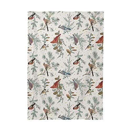 Vintage Winter Bird Cardigan Tablecloth 54 x 72 Inch - V Xmas Variation
