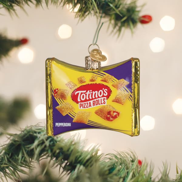Christmas Tree Ornament - Handcrafted Glass Totino's Pizza Rolls Bag Decor