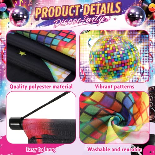 Retro Disco Door Banner Decorations - 59 x 16 in Halloween Party Decor - 4 Pack