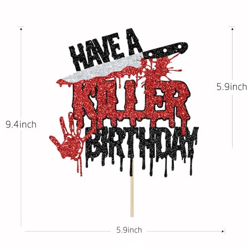 Halloween Zombie Vampire Cake Topper - Horror Party Decoration, 7 Inch Glitter Cake Decor