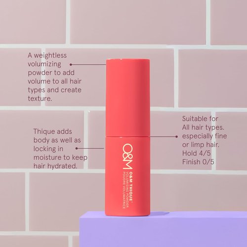O&M Thique Volumising Powder, Root Lifting Texture Powder, Hair Volume Boost for Women & Men, Dry Styling Formula, Volumizer for Fine Strands, Airless Pump Design, Professional Hair Products, 4.5g