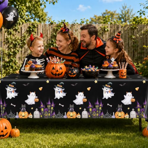 Halloween Ghost Pumpkin Tablecloth Pack - 3 x 86x52 Inch Disposable Party Linens