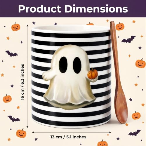 Halloween Ghost Ceramic Utensil Holder - Ghost Edition, 5.1x6.3 Inches