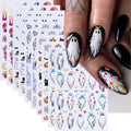 Halloween Nail Stickers Set Little Ghost – 10 Sheets Pumpkin & Ghost Face Decals for DIY Manicure