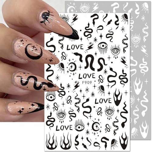 Multicolor Gothic Nail Stickers 3D Self-Adhesive Halloween Nail Art Decals
