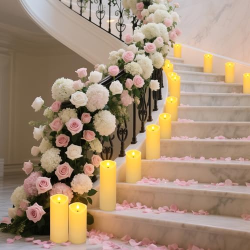 72 Pack Flameless Flickering LED Candles Outdoor Waterproof Ivory Set - 3 Sizes