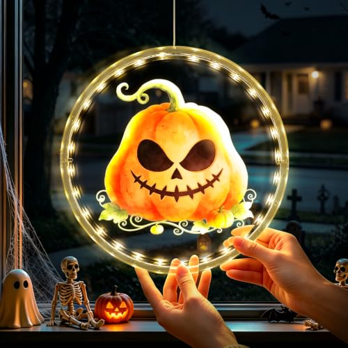 9.42 Inch Rechargeable Halloween Window Lights with Timer - 3 Pack Indoor Decor