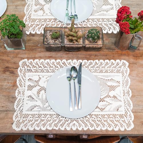 White Lace Placemats Set of 2 - Elegant Table Decor for Dining & Events
