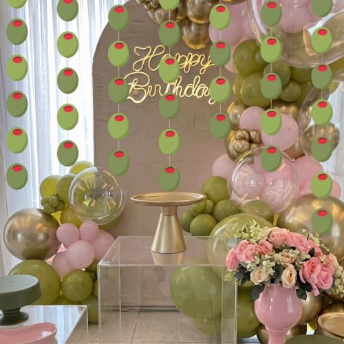 Martini Party Decorations - 8 Pcs Olive Garlands for Cocktail & Bar Event