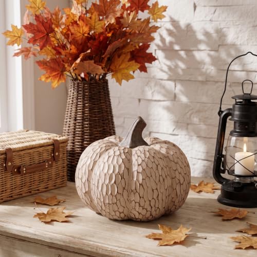 Big Facets Pumpkin Fall Decor - Rustic Artificial Pumpkin for Thanksgiving & Autumn