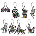 Dia De Los Muertos Felt Ornaments Set - Mexican Skeleton Halloween Decorations - Variation of Dia De Los Muertos Theme