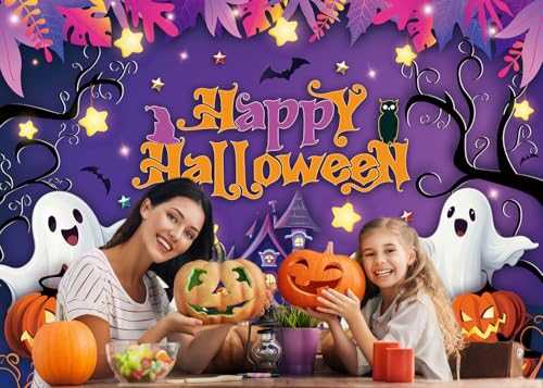 Halloween Backdrop 8x6FT Spooky Pumpkin Castle Cartoon Photo Background Kids Adults