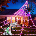 Halloween Spider Web Decoration Set with 2 Animatronic Spiders - Gray-Black, 3 Pieces