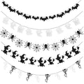Halloween Bat Spider Ghost Skeleton Witches Glitter Banner Garland Set - 5 Pcs