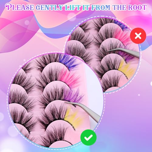 Colorful False Eyelashes Set 8 Pairs Curly Thick Reusable Drama Makeup