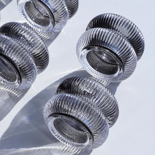 Gray Ribbed Votive Candle Holders Set of 12 - Halloween Decor, Pumpkin Shape