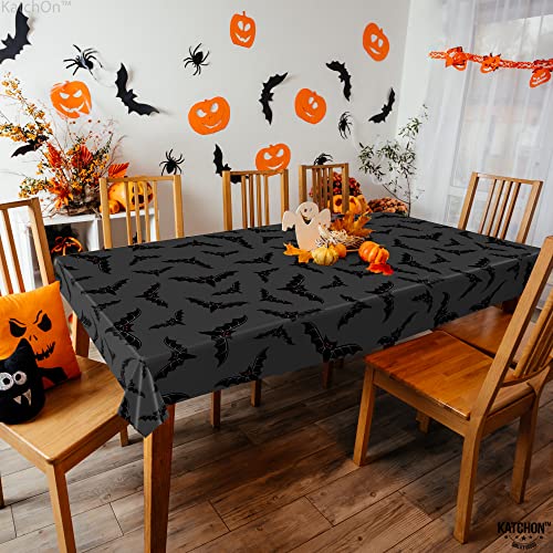 KatchOn Bat Halloween Plastic Tablecloth 54x90 Inch Pack of 3 - Black