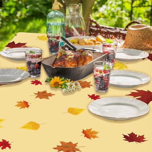 Fall Tablecloth 6 Pcs Thanksgiving Plastic Table Covers Waterproof 108x54 Inch