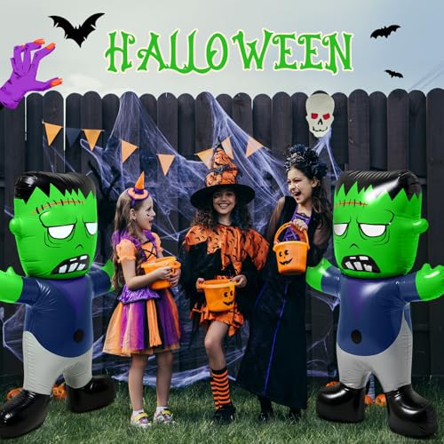 Halloween Inflatable Decorations - 2 Pack, 3.6 Ft Green Balloons Yard Decor - Indoor & Outdoor