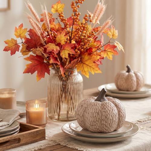 Big Facets Pumpkin Fall Decor - Rustic Artificial Pumpkin for Thanksgiving & Autumn