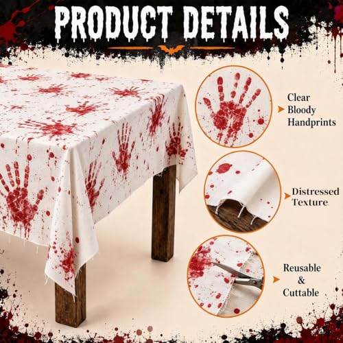 Halloween Bloody Tablecloth 84.6 x 108.3 Inch Spooky Horror Decor Cover