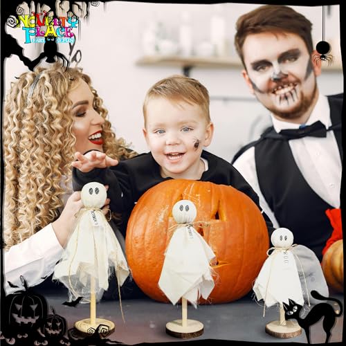 Rustic Halloween Ghost Figurines Set of 3 Farmhouse Holiday Decor
